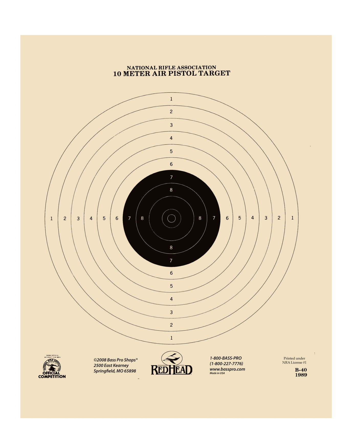 RedHead Official NRA Air Pistol/Air Rifle Targets - B-40 | BoondockGear.com